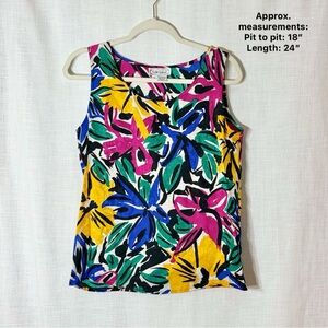 Vintage 90s Silk Land Abstract Floral Silk Tank Blouse